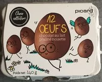 Mängden socker i 12 oeufs chocolat au lait, cœur praline noisette
