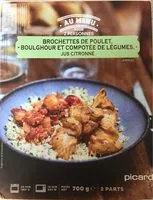 Mängden socker i Brochettes de Poulet, Boulghour et Compotée de Légumes, Jus Citronné