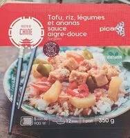 Mängden socker i Tofu, Riz, Légumes et ananas sauce aigre douce