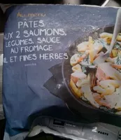 Mängden socker i Pâtes aux 2 saumons, légumes, sauce au fromage ail et fines herbes, surgelées