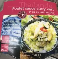 Mängden socker i Poulet Sauce Curry Vert et riz au lait de coco