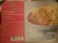 Mängden socker i Colin pané, écrasée de pomme de terre et sauce tomate