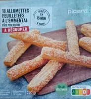 Mängden socker i 18 Allumettes feuilletées à l' emmental pâte pur burre à Découper