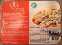 Mängden socker i Picard Formule express Gnocchis med getost och spenat samt tomatsås