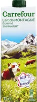 Mängden socker i Lait de montagne écrémé