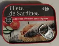 Mängden socker i Filets de sardines, sauce tomate et petits légumes