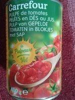 Mängden socker i Pulpe de tomates pelées en dés au jus