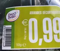 Mängden socker i Amandes decortiquées