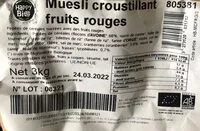 Mängden socker i Muesli croustillant fruits rouges