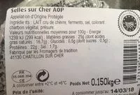 Mängden socker i Selles sur Cher AOC au lait cru de chevre, 25%MG