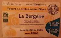 Mängden socker i Yaourt de Brebis saveur Citron
