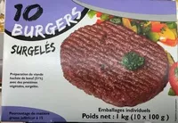 Mängden socker i 10 burgers surgelés