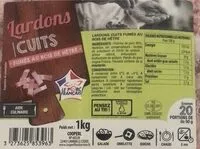 Mängden socker i Lardons cuits fumés au bois de hêtre