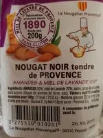 Mängden socker i Nougat noir tendre de Provence