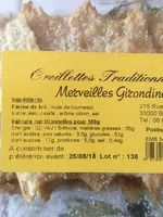 Mängden socker i Oreillettes traditionnelles