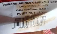 Mängden socker i Oignons jaunes origines France