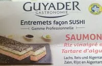 Mängden socker i Entremets Façon Sushi : Saumon, Riz Vinaigré et Tartare d'Algues