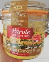 Mängden socker i Fois gras de canard entier mi cuit