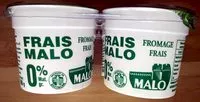 Mängden socker i Fromage Frais Nature Malo 0%* *matières grasses sur produit fini