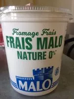 Mängden socker i Fromage Frais Malo nature 0%* *matières grasses sur produit fini