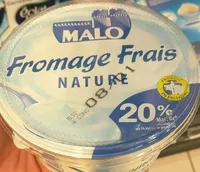Mängden socker i Fromage frais Nature Malo 20% *Matières grasses sur extrait sec soit 3% de matières grasses sur produit fini.