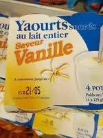 Mängden socker i Yaourt sucré au lait entier saveur vanille