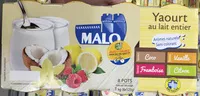 Mängden socker i Yaourt au lait entier (coco, vanille, framboise, citron)