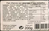 Mängden socker i Pain d'épices aux amandes et à la noisette