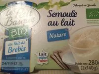 Mängden socker i Semoule au lait Nature Bio