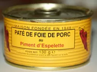 Mängden socker i Pâté de Foie de Porc au Piment d'Espelette