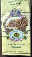 Mängden socker i Tablette Chocolat Noir Praslines - 100 G - Mazet