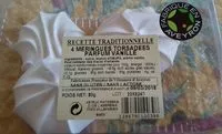 Mängden socker i 4 meringues torsadees a la vanille barquette filmee