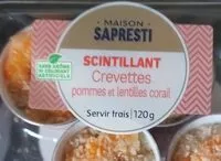 Mängden socker i Scintillant Crevettes pommes et lentilles corail