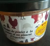 Mängden socker i Rillettes de poulet à la tomate et au piment d'espelette