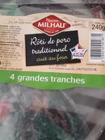 Mängden socker i Maison Milhau, Roti cuit au four, pur porc, les 4 tranches