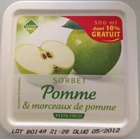 Mängden socker i Sorbet Plein Fruit Pomme