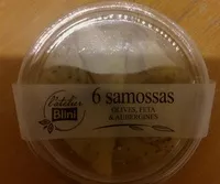 Mängden socker i 6 samosas olives, feta & aubergines