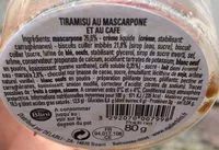 Mängden socker i Tiramisu au mascarpone et au café