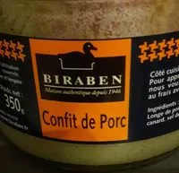 Mängden socker i Confit de porc BIRABEN