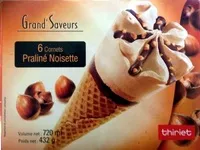 Mängden socker i 6 cornets praliné noisette
