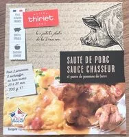 Mängden socker i Sauté de porc sauce chasseur et purée de pommes de terre