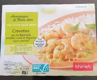 Mängden socker i Crevettes au riz basmati lentilles corail et légumes