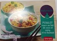 Mängden socker i Poulet, sauce au lait de coco et curry et riz basmati