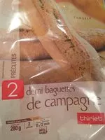 Mängden socker i 2 demi-baguettes de campagne précuites