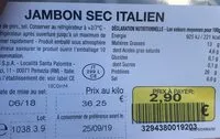 Mängden socker i Jambon sec italien
