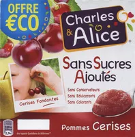 Mängden socker i Pommes Cerises sans sucres ajoutés avec morceaux