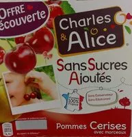 Mängden socker i Compote Pommes -Cerises avec morceaux sans sucres ajoutés