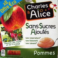 Mängden socker i Pommes sans sucres ajoutés Charles & Alice