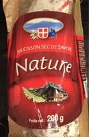 Mängden socker i Saucisson sec de Savoie, nature
