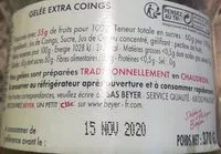 Mängden socker i Gelee de coings BEYER